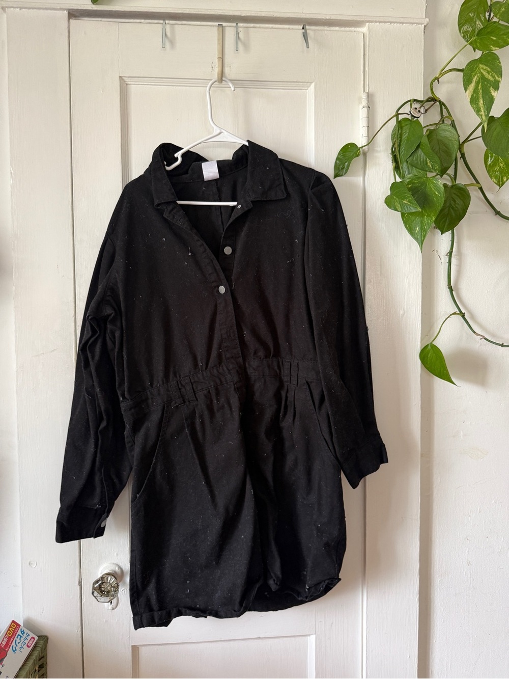 No Boundaries Black jumpsuit Trench Coat